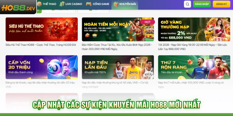 Cập nhật các sự kiện khuyến mãi HO88 mới nhất